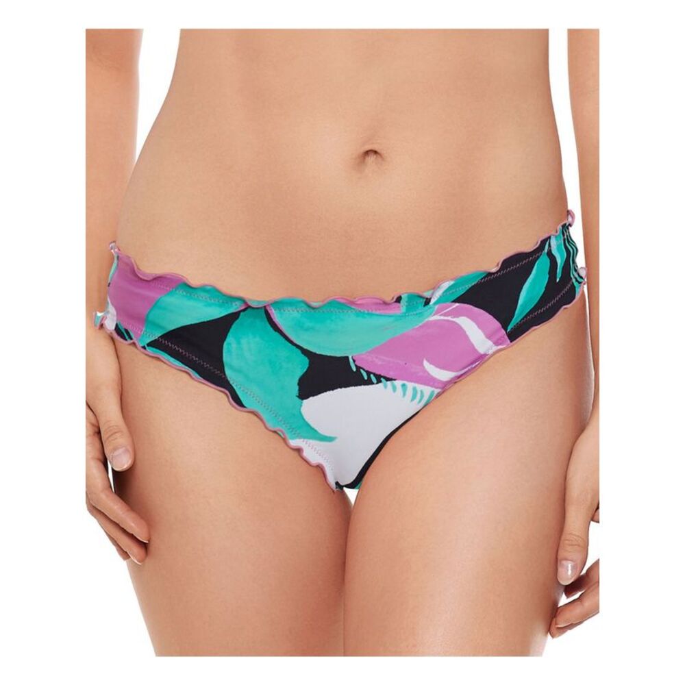 SALT + COVE Women's White Cheeky Fit Bikini Ruffled Hipster Swimsuit Bottom M